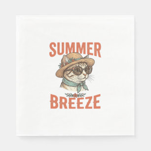 Summer Breeze Cat Vintage Engraving Shirt Design_1 Napkin