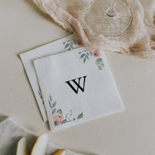 Summer Breeze Floral Calligraphy Monogram Wedding  Napkin