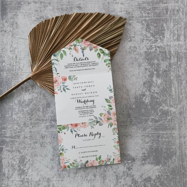Summer Breeze Floral Calligraphy Wedding   All In One Invitation (Creator Uploaded)