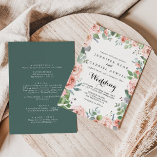 Summer Breeze Floral Front & Back Wedding  Invitation