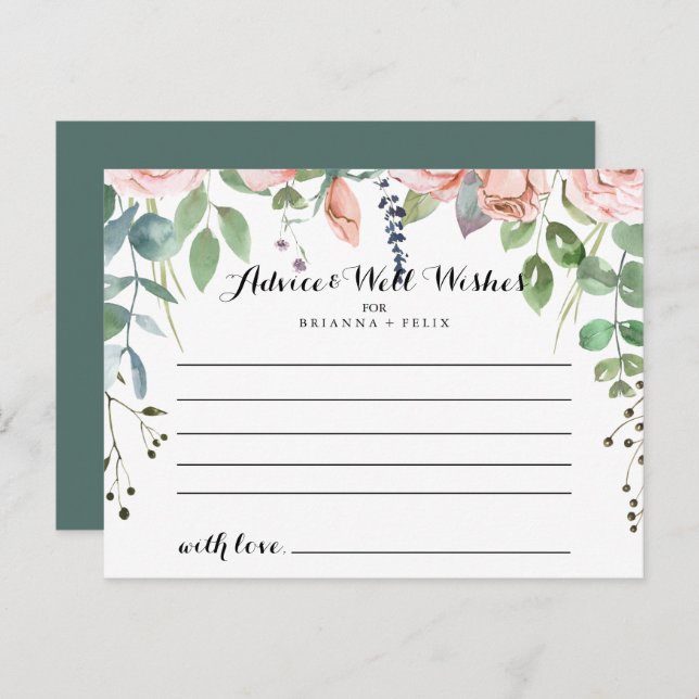Summer Breeze Floral Wedding Advice Card (Front/Back)