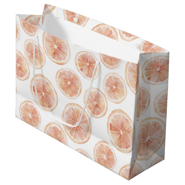 Summer Breeze Grapefruit Peach Birthday Large Gift Bag (Front Angled)