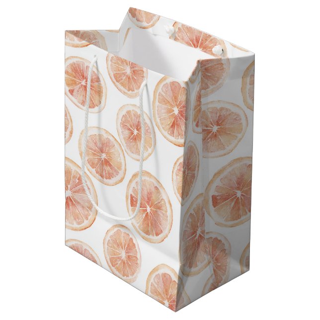 Summer Breeze Grapefruit Peach Bridal Shower Medium Gift Bag (Front Angled)