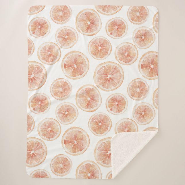 Summer Breeze Grapefruit Peach  Sherpa Blanket (Front)