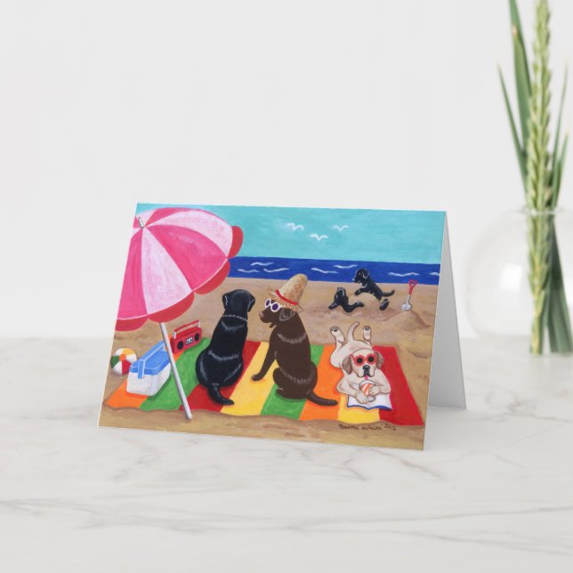 Summer Breeze Labradors Painting Card (Front)