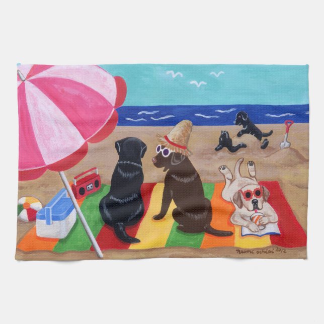 Summer Breeze Labradors Painting Tea Towel (Horizontal)