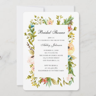 Summer bridal shower invitation. Garden flowers Invitation
