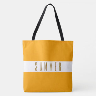 SUMMER Bright Golden Yellow Orange White Stripes Tote Bag