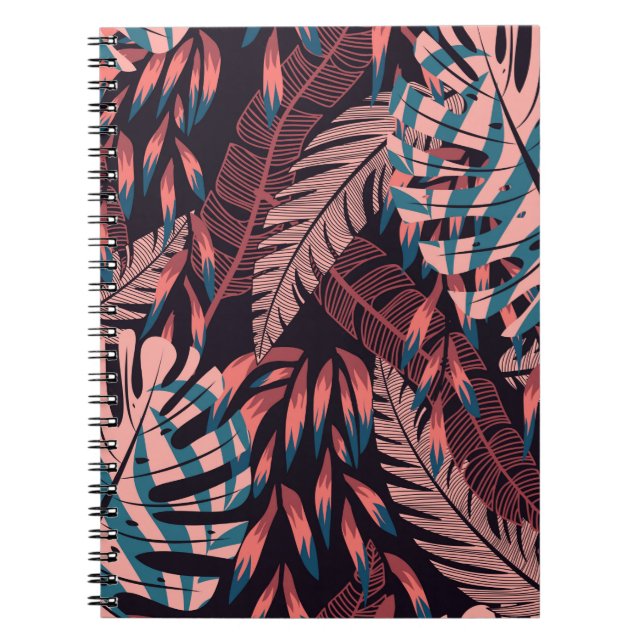 Summer bright seamless background with colorful tr notebook (Front)