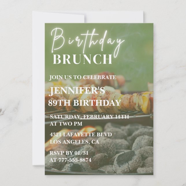 Summer Brunch Bbq Backyard 89th birthday Invitation (Front)
