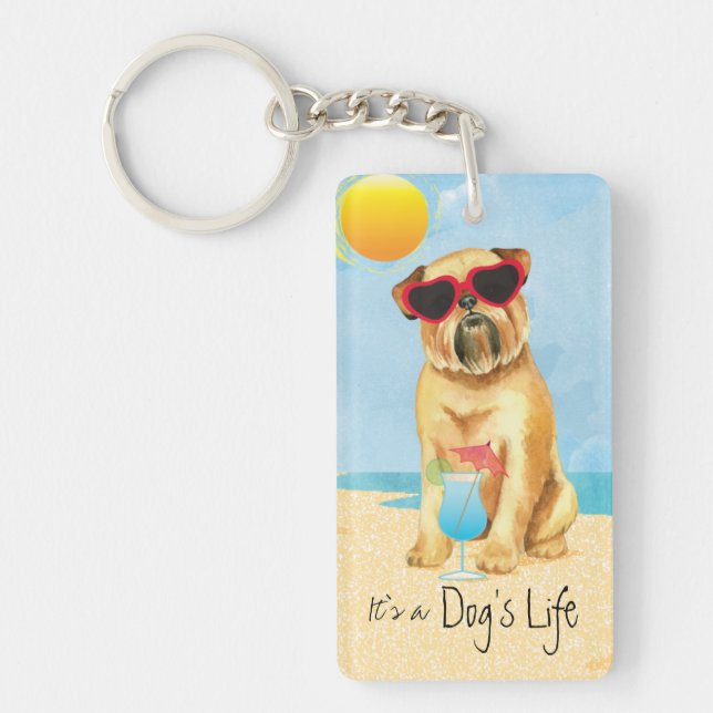 Summer Brussels Griffon Key Ring (Front)