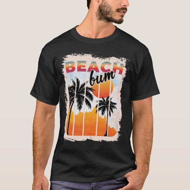 Summer Bum Beach Palm Tree Vacation Sunset  T-Shirt (Front)