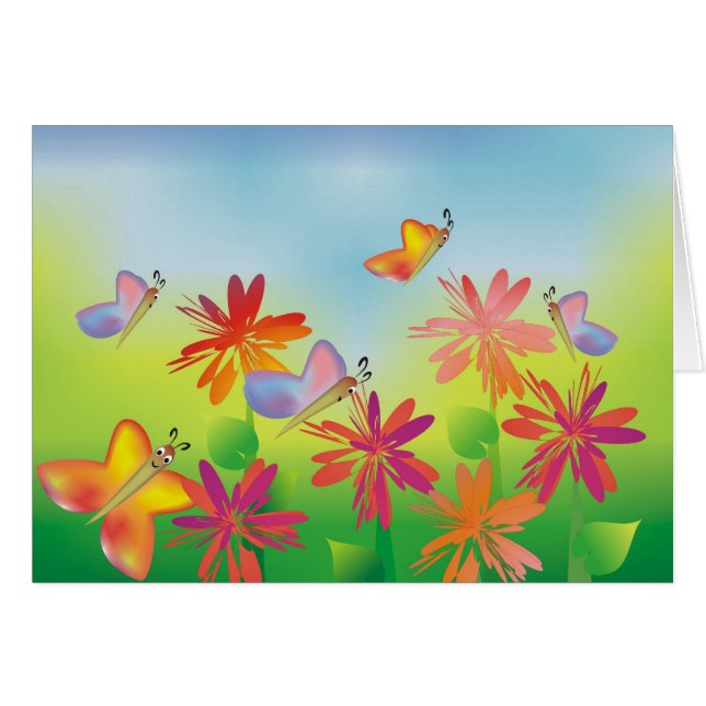 Summer Butterflies Card (Front Horizontal)