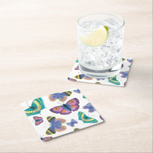 Summer Butterflies Square Paper Coaster