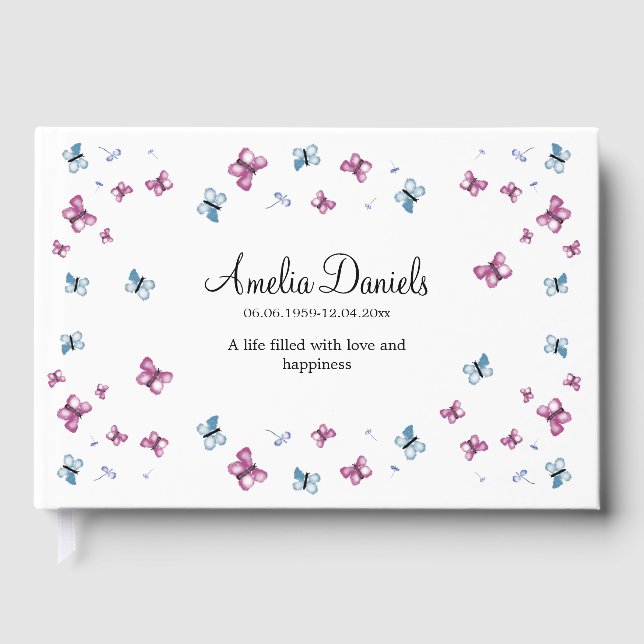 Summer Butterfly in  Memory  Guest Book (Front)