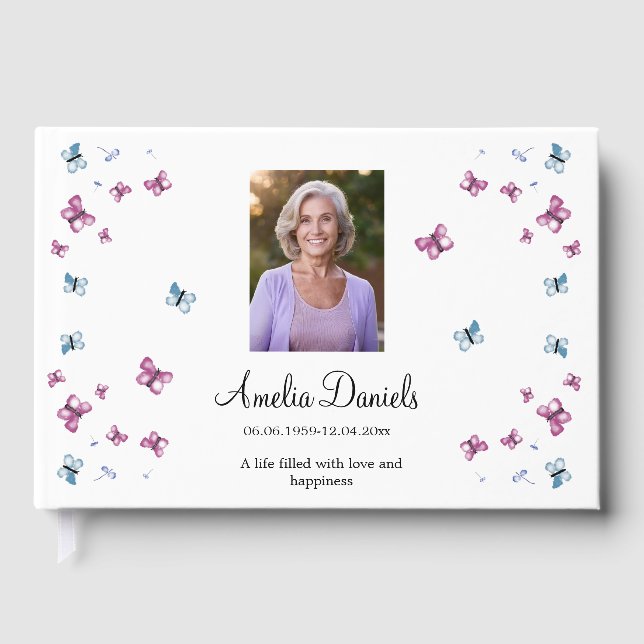 Summer Butterfly in  Memory Photo Guest Book (Front)