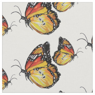 Summer Butterfly Watercolor Art Fabric