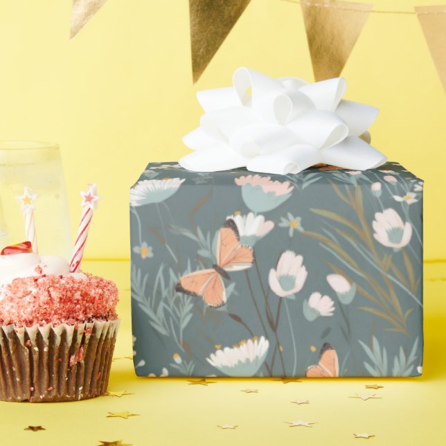 Summer Butterlies and Wildflowers Wrapping Paper (Birthday Party)