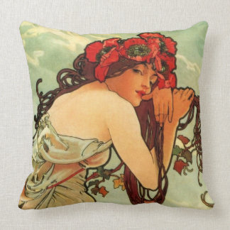 Summer by Alphonse Mucha Cushion
