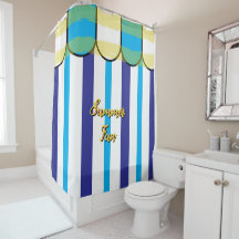 Summer Cabana Blue White Yellow Stripes