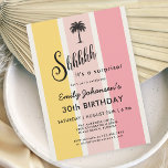 Summer Cabana Stripes Coastal 30th Birthday Invitation<br><div class="desc">A bright colourful cabana stripes pattern in summer colours of yellow and pink make this 30th birthday invitation pop with coastal style. It's a great choice for parties at the beach, by the pool, or with a summer theme. A single palm tree sketch at the top of the design adds...</div>