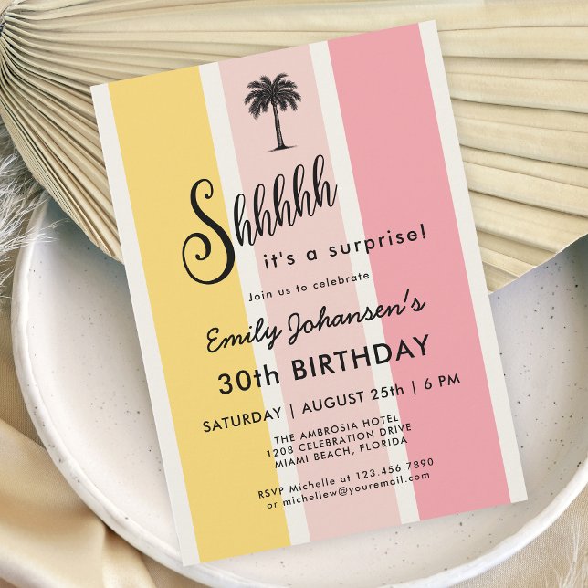 Summer Cabana Stripes Coastal 30th Birthday Invitation (Available in both printed and instant download digital formats.)