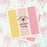Summer Cabana Stripes Coastal 30th Birthday Napkin<br><div class="desc">This napkin design has a bright colourful cabana stripes pattern in summer colours of yellow and pink. The text template is ready to personalise with your birthday guest of honour's name. You can also change the age if you want to create these napkins for a different age. It's a great...</div>