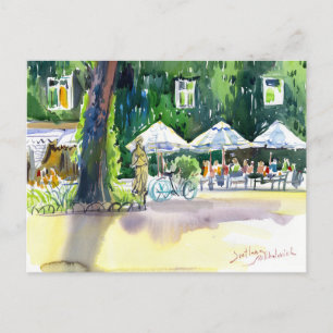 Summer cafe in the City Garden. Odesa art Postcard