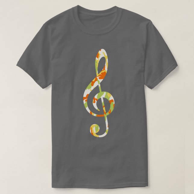 Summer Camo Pattern Treble Clef T-Shirt (Design Front)