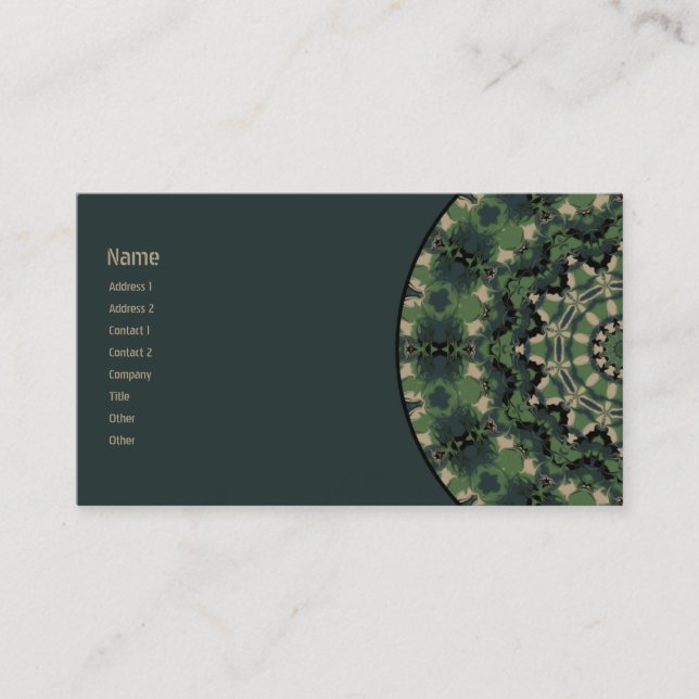 Summer Camouflage Kaleidoscope Business Card (Front)