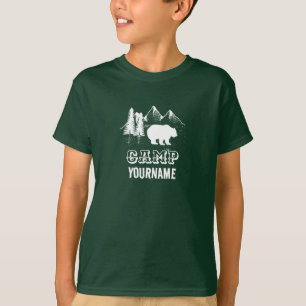Summer Camp Add Name with trees and bear T-Shirt