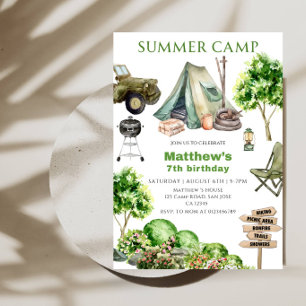 Summer Camp Birthday Party for Boys Invitation