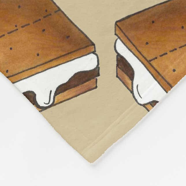 Summer Camp Campfire S'mores Marshmallow Chocolate Fleece Blanket (Corner)