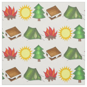 Summer Camp Campground Camping Outdoors Campfire Fabric
