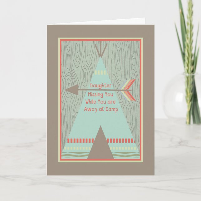 Summer Camp Card to Daughter with Green Tent (Front)
