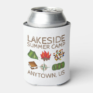 Summer Camp Compass Campfire S'mores Tent Trailmix Can Cooler