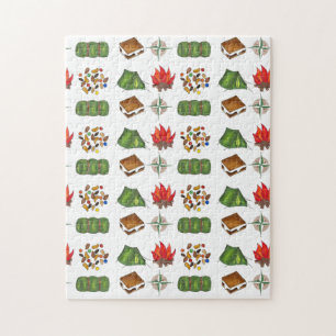 Summer Camp Compass Trail Mix Tent Sleeping Bag Jigsaw Puzzle