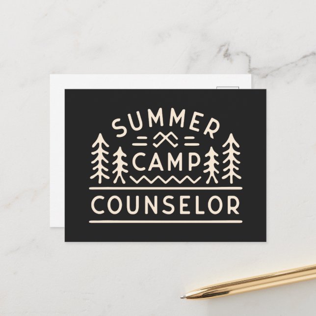 Summer camp counsellor forest camping staff postcard (Front/Back In Situ)
