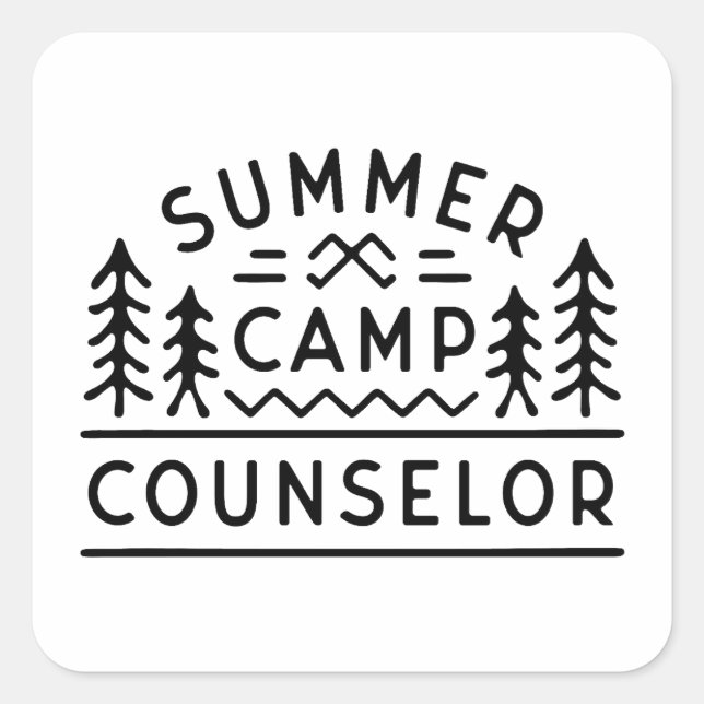 Summer camp counsellor staff square sticker (Front)