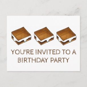Summer Camp Fire S'mores Birthday Party Invitation Postcard