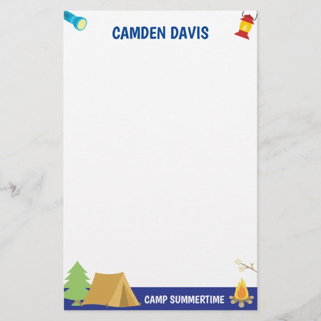 Summer Camp Personalised Stationery (Front)