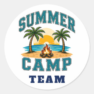 ☀️ Summer Camp Staff Typography 👕 Classic Round Sticker