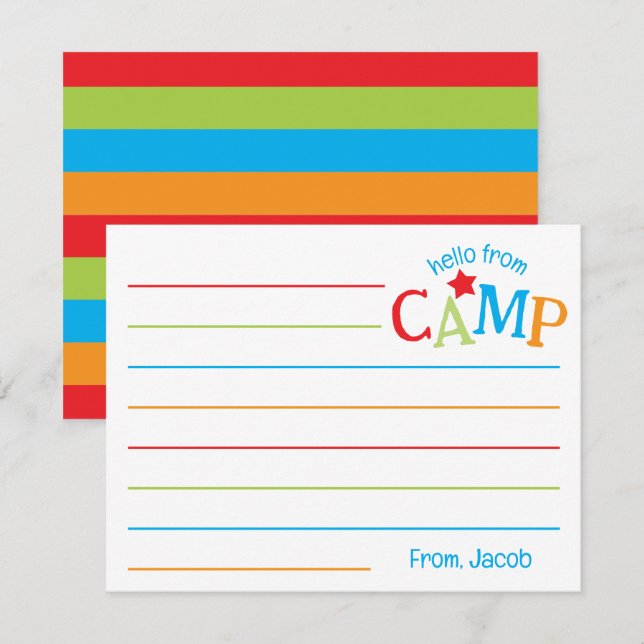 Summer Camp Stationery Colourful Stripes Boys Card (Front/Back)