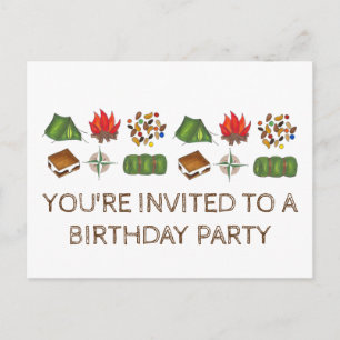 Summer Camp Tent S'mores Birthday Party Invitation Postcard