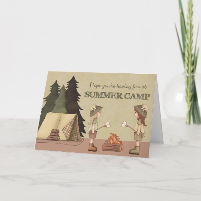 Summer Camp Thinking of You, girl campers Card (Front)