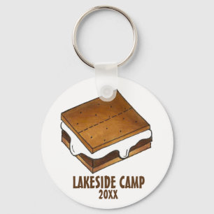Summer Camp Toasted Campfire Marshmallow S'mores Key Ring