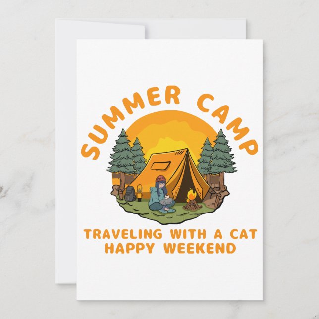 Summer camp  travelling with a cat  invitation (Front)