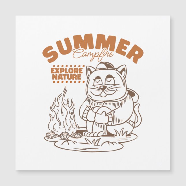 Summer Campfire Explore Nature – Vintage Cat (Front)