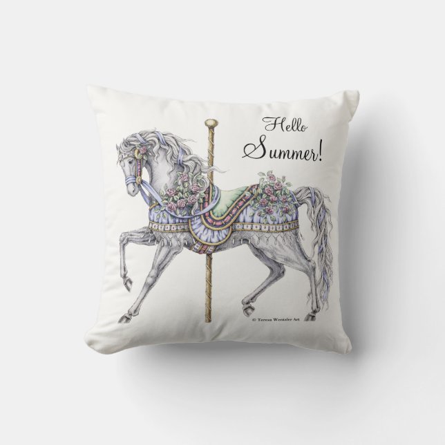Summer Carousel Horse Pillow (Front)