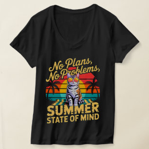 Summer Cat Chill No Plans No Problems Women's Cat T-Shirt